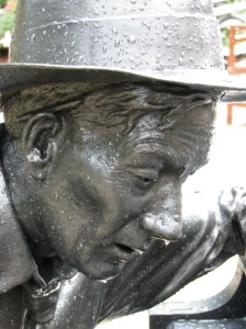 Hoagy getting rained on.  Maybe I should rig up an umbrella for him to hold?