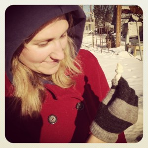 Helping a friend with her project.